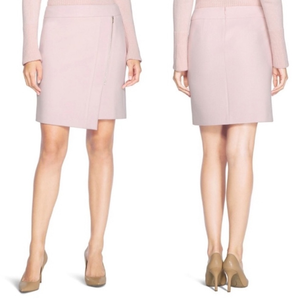 WHBM Rose Mist Asymmetrical Zip Mini Skirt Sz 8 NWT